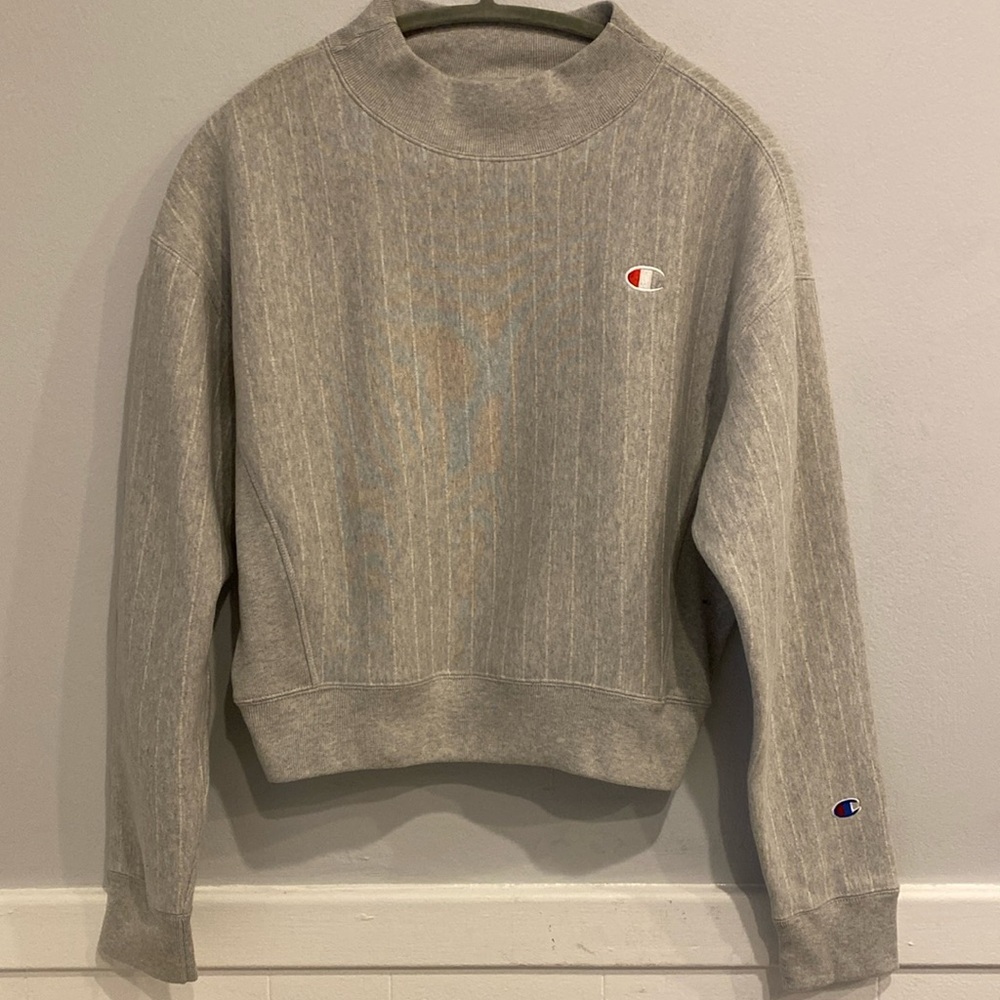 Champion Sweatshirt size medium gray with white stripes